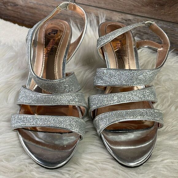 Mootsie Tootsies Ladies Strappy Silver Glittery Clear Heels, Size 6, Mo Jericho - Picture 1 of 10